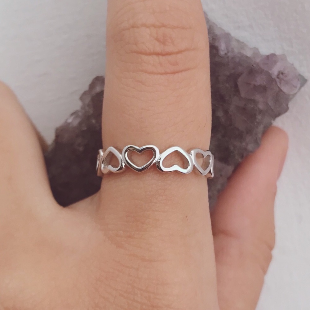 Stackable Hearts Sterling Silver Ring